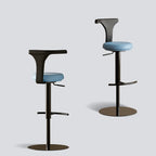 Sculptural Leather Bar Stool with Swivel Lift and Slim Pedestal Base