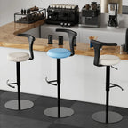 Sculptural Leather Bar Stool with Swivel Lift and Slim Pedestal Base