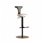 Sculptural Leather Bar Stool with Swivel Lift and Slim Pedestal Base