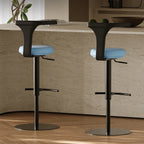 Sculptural Leather Bar Stool with Swivel Lift and Slim Pedestal Base Main Product Image