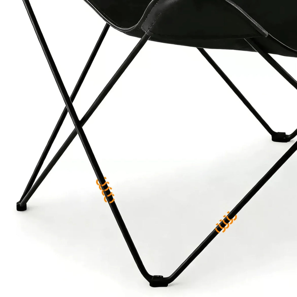 Sculptural Leather Butterfly Chair with Ergonomic Wingback Design