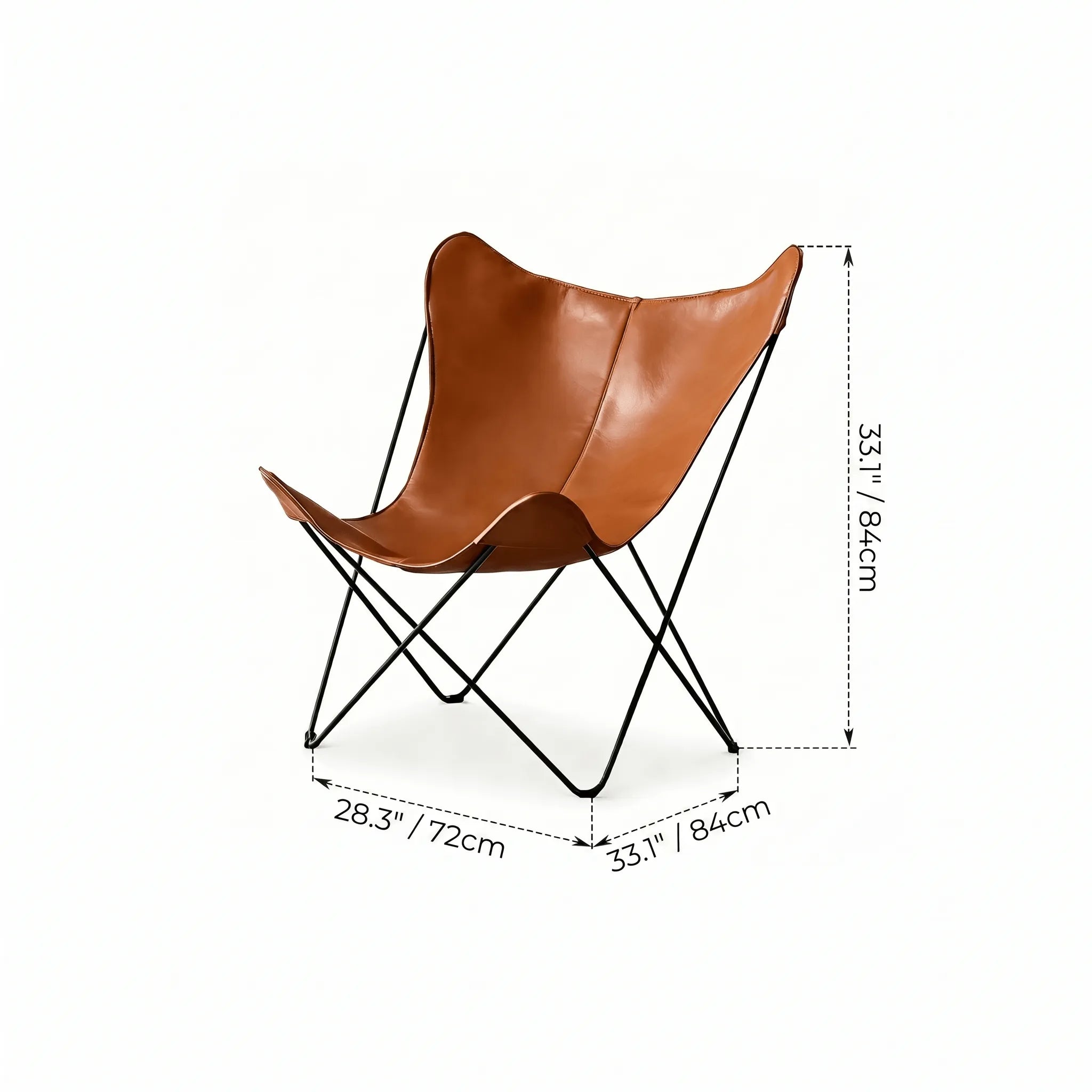 Sculptural Leather Butterfly Chair with Ergonomic Wingback Design