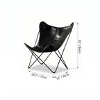 Sculptural Leather Butterfly Chair with Ergonomic Wingback Design