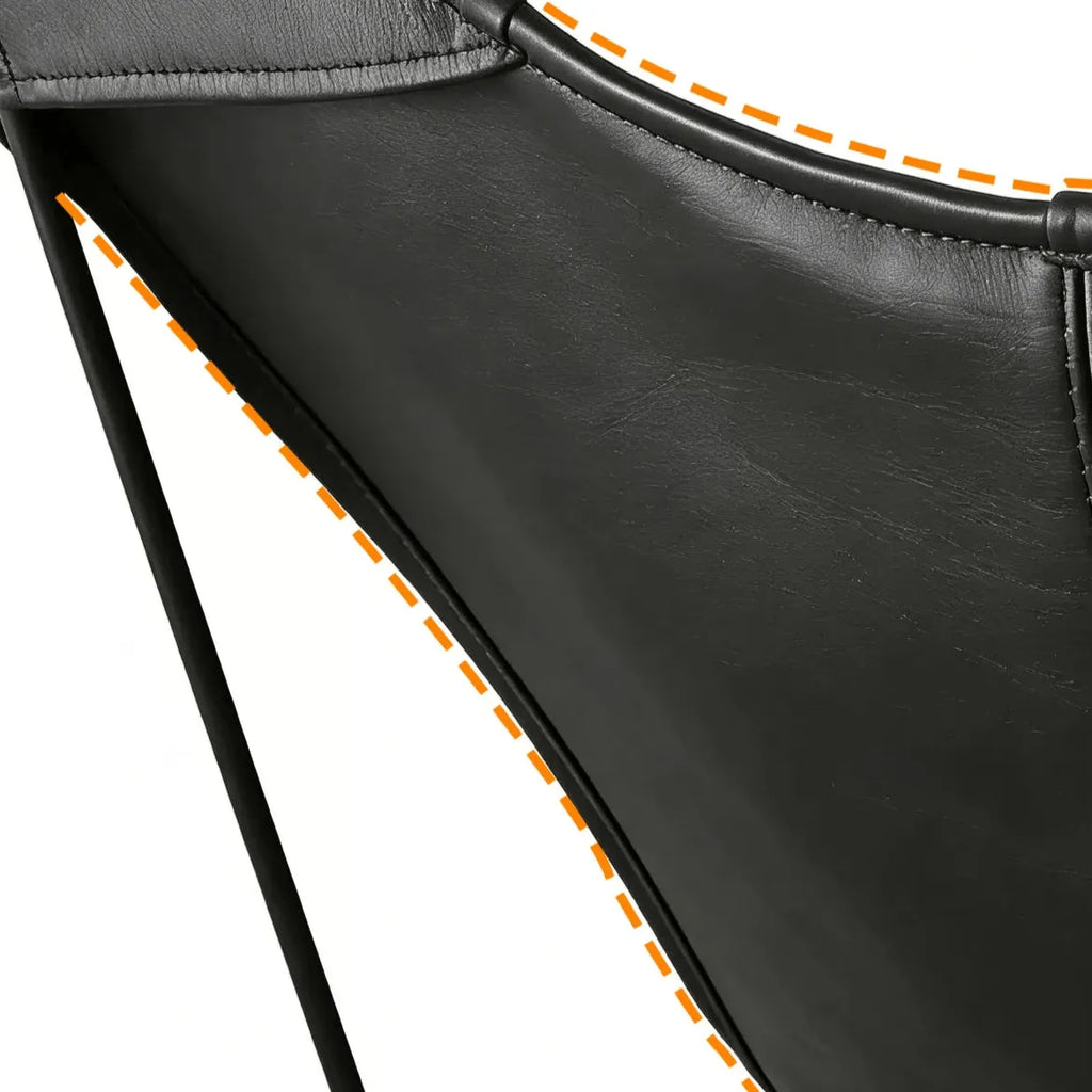 Sculptural Leather Butterfly Chair with Ergonomic Wingback Design