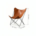 Sculptural Leather Butterfly Chair with Ergonomic Wingback Design