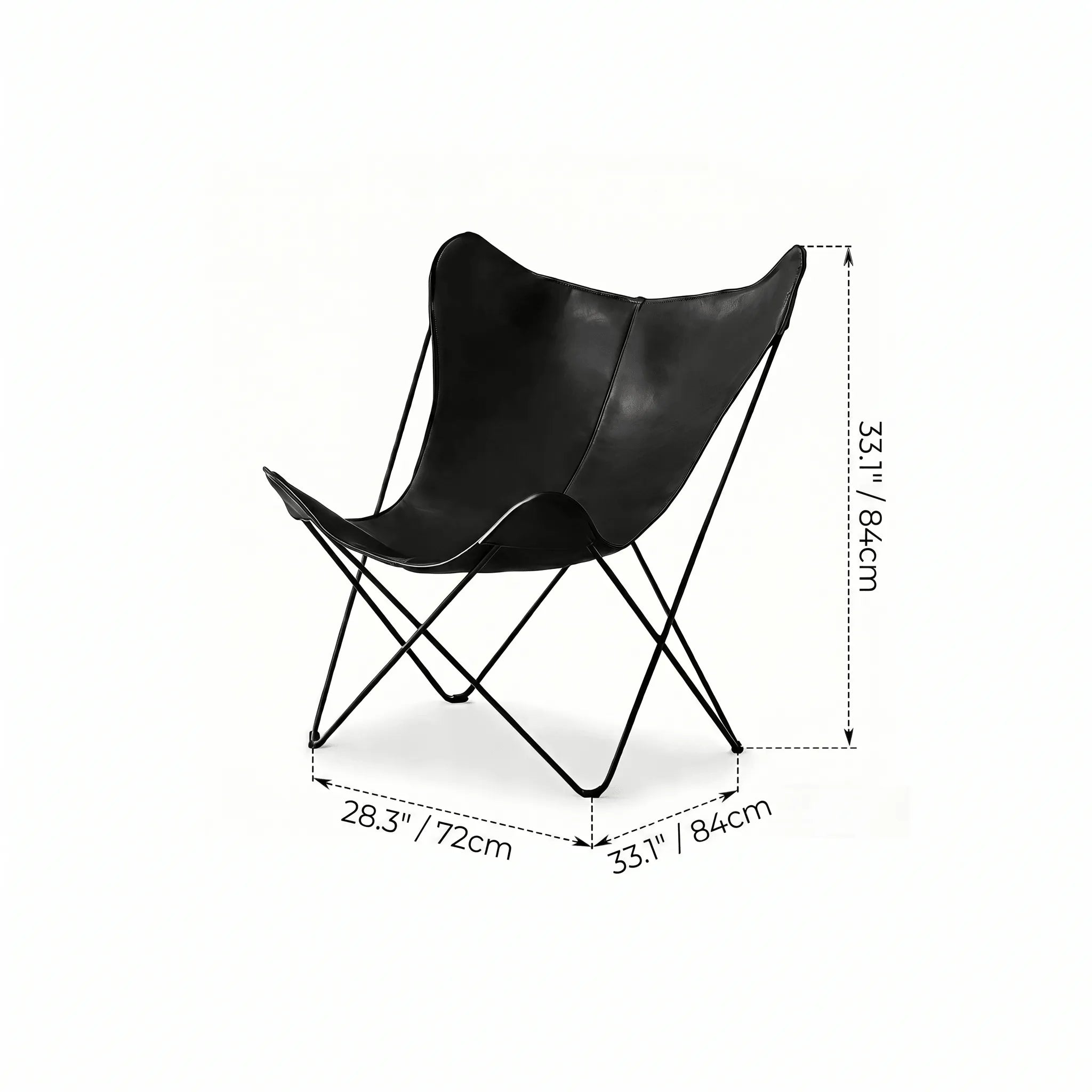 Sculptural Leather Butterfly Chair with Ergonomic Wingback Design