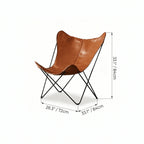 Sculptural Leather Butterfly Chair with Ergonomic Wingback Design