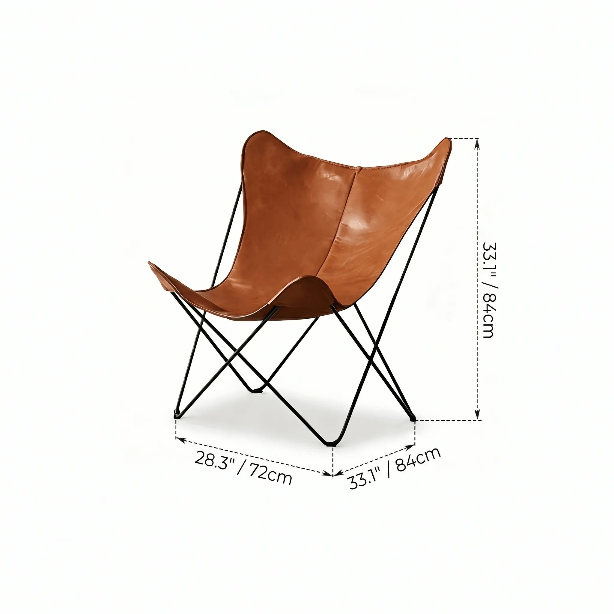 Sculptural Leather Butterfly Chair with Ergonomic Wingback Design