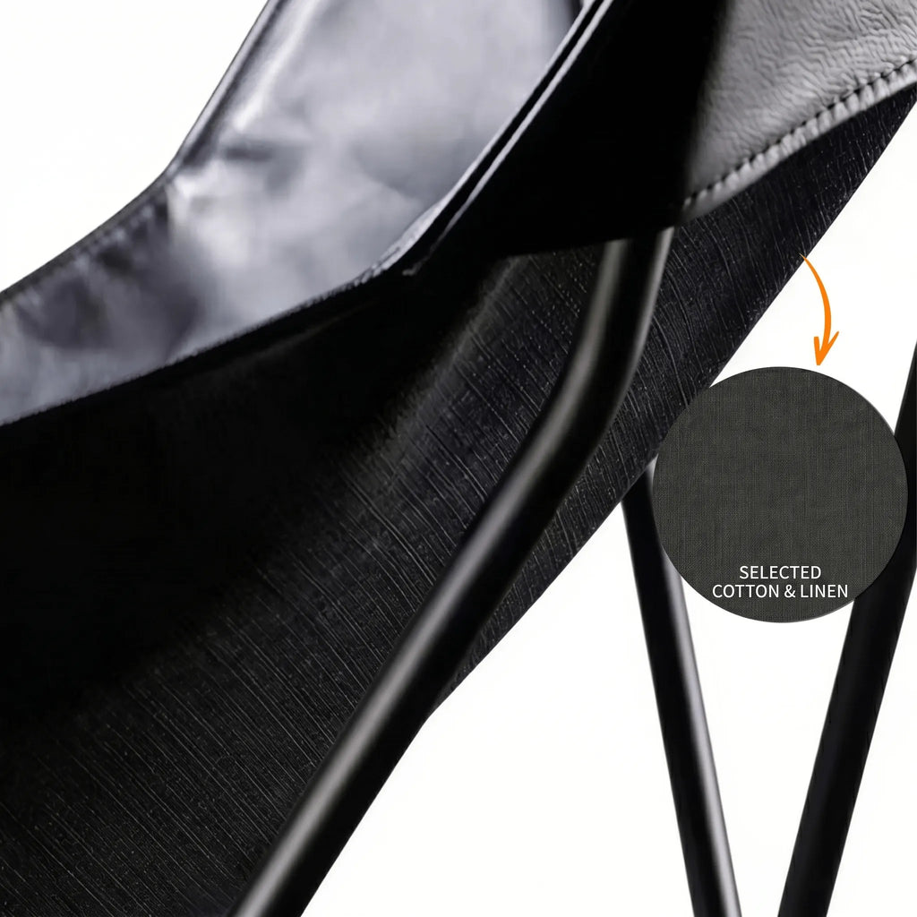 Sculptural Leather Butterfly Chair with Ergonomic Wingback Design