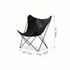 Sculptural Leather Butterfly Chair with Ergonomic Wingback Design Dimensions