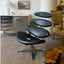 Sculptural Leather Corona Chair and Ottoman with Steel Swivel Base