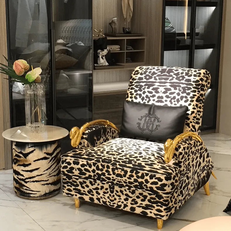 Sculptural Leopard Accent Chair Series With Gilded Serpent Arms Secondary image