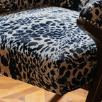 Sculptural Leopard Wingback Chair Series with Exposed Wood Frame and Rich Textures