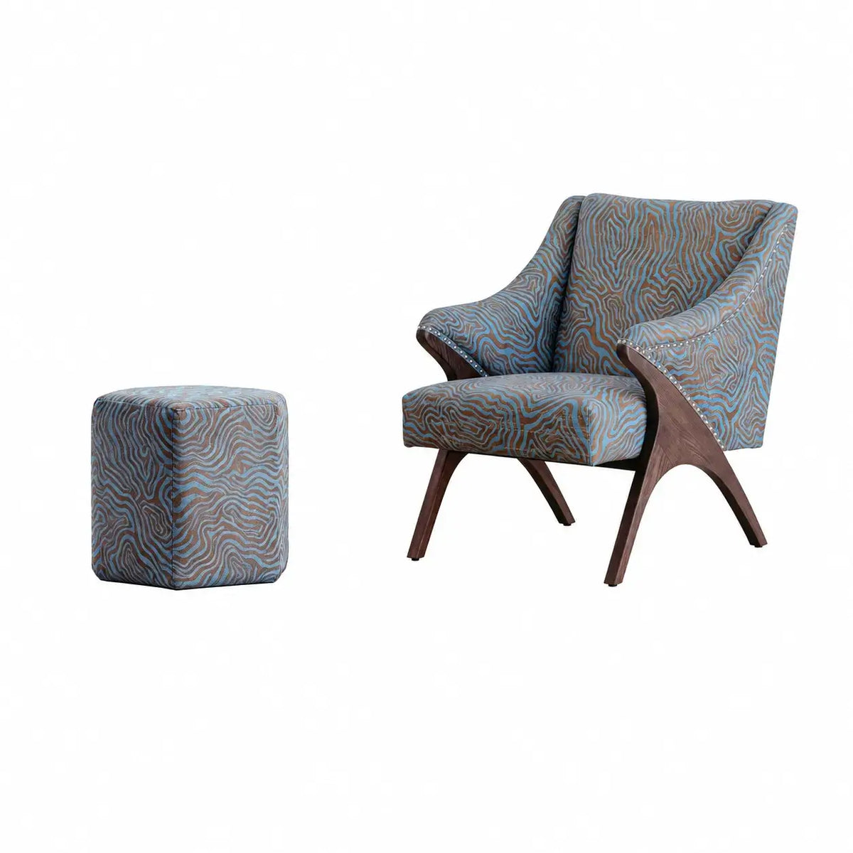 Sculptural Leopard Wingback Chair Series with Exposed Wood Frame and Rich Textures