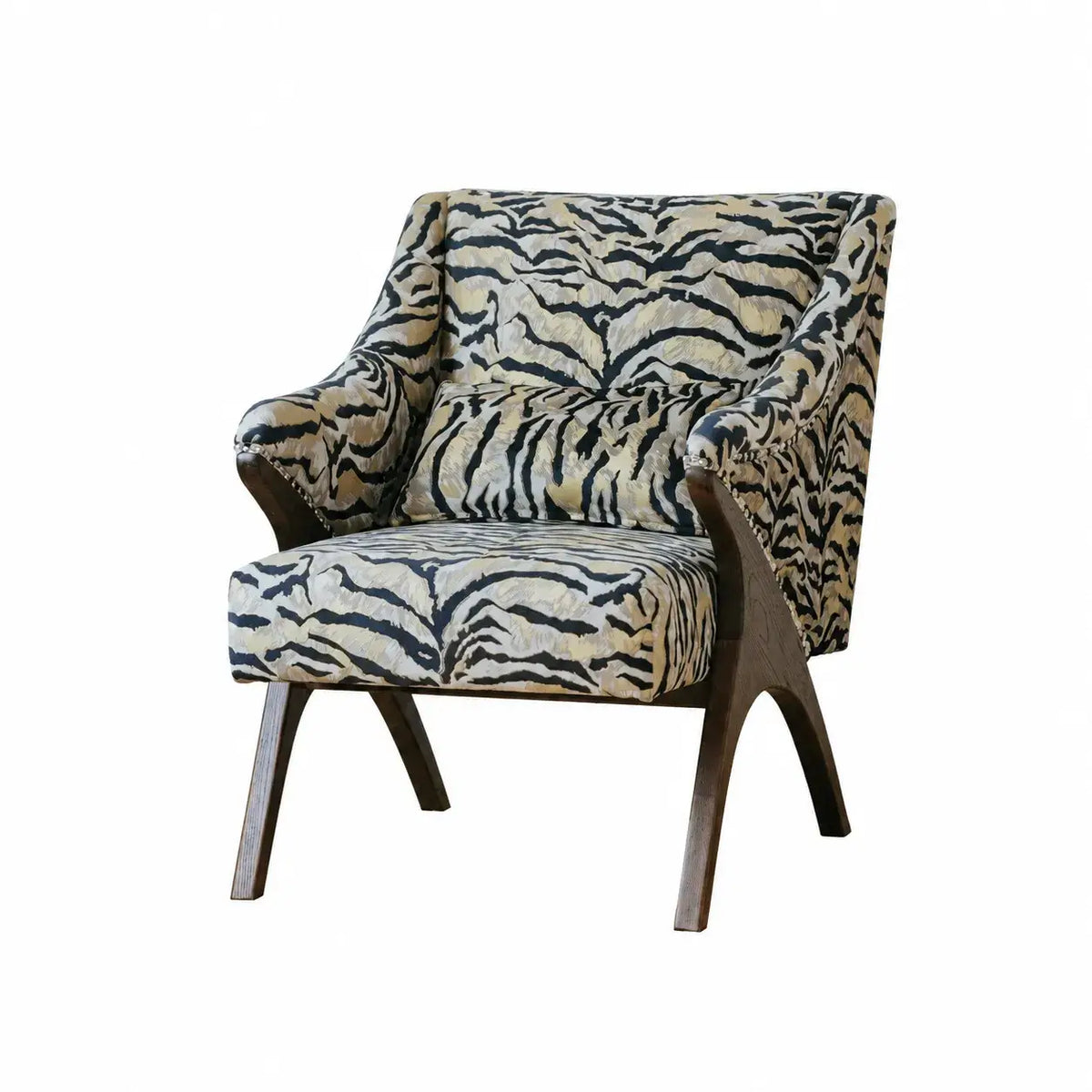 Sculptural Leopard Wingback Chair Series with Exposed Wood Frame and Rich Textures