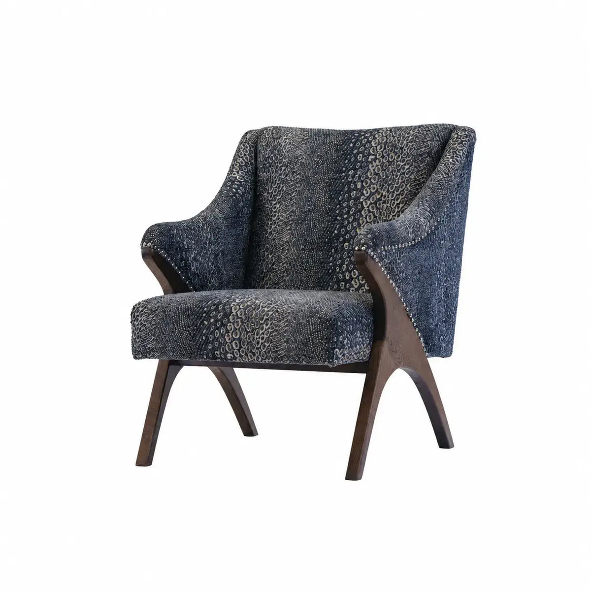 Sculptural Leopard Wingback Chair Series with Exposed Wood Frame and Rich Textures