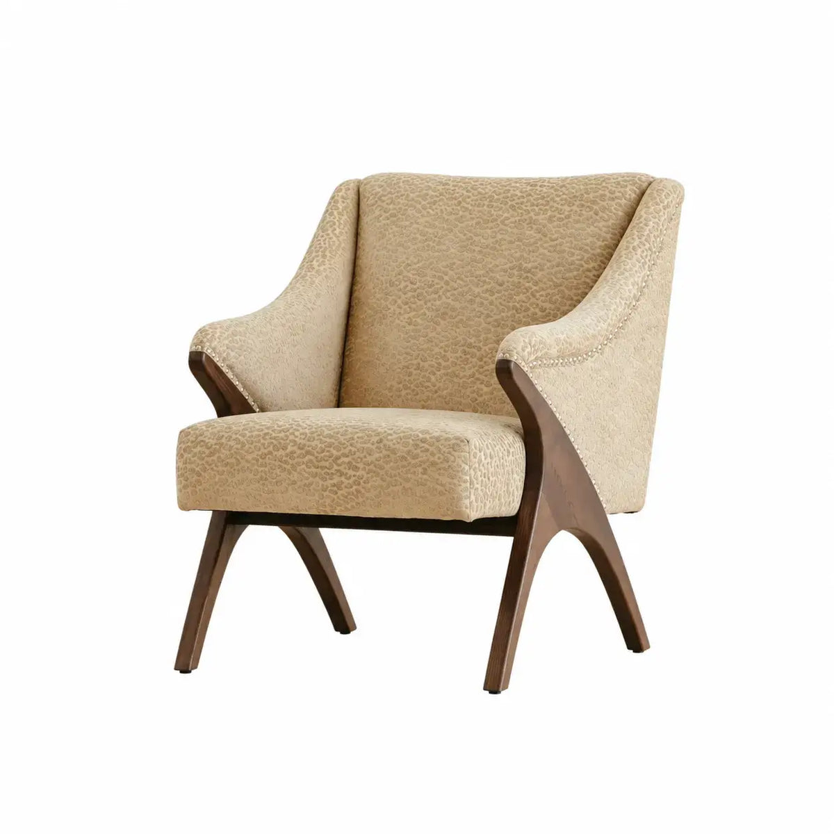 Sculptural Leopard Wingback Chair Series with Exposed Wood Frame and Rich Textures