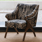 Sculptural Leopard Wingback Chair Series with Exposed Wood Frame and Rich Textures