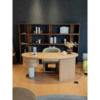 Sculptural Light Wood Crescent Office Desk with Rounded Oval Silhouette