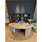 Sculptural Light Wood Crescent Office Desk with Rounded Oval Silhouette
