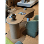 Sculptural Light Wood Crescent Office Desk with Rounded Oval Silhouette
