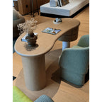 Sculptural Light Wood Crescent Office Desk with Rounded Oval Silhouette Main Product Image