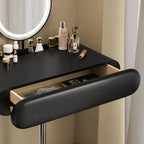 Sculptural Makeup Vanity with Floating Storage and Ring Light Mirror
