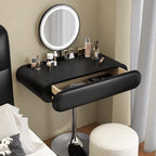 Sculptural Makeup Vanity with Floating Storage and Ring Light Mirror