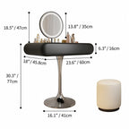 Sculptural Makeup Vanity with Floating Storage and Ring Light Mirror