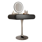 Sculptural Makeup Vanity with Floating Storage and Ring Light Mirror