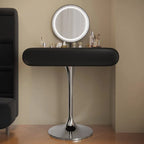 Sculptural Makeup Vanity with Floating Storage and Ring Light Mirror