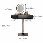 Sculptural Makeup Vanity with Floating Storage and Ring Light Mirror Dimensions