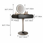 Sculptural Makeup Vanity with Floating Storage and Ring Light Mirror Dimensions