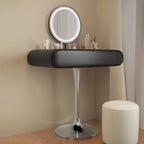 Sculptural Makeup Vanity with Floating Storage and Ring Light Mirror Main Product Image