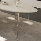 Sculptural Marble-Look Office Desk With Curved Storage Cabinet