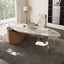 Sculptural Marble-Look Office Desk With Curved Storage Cabinet Main Product Image