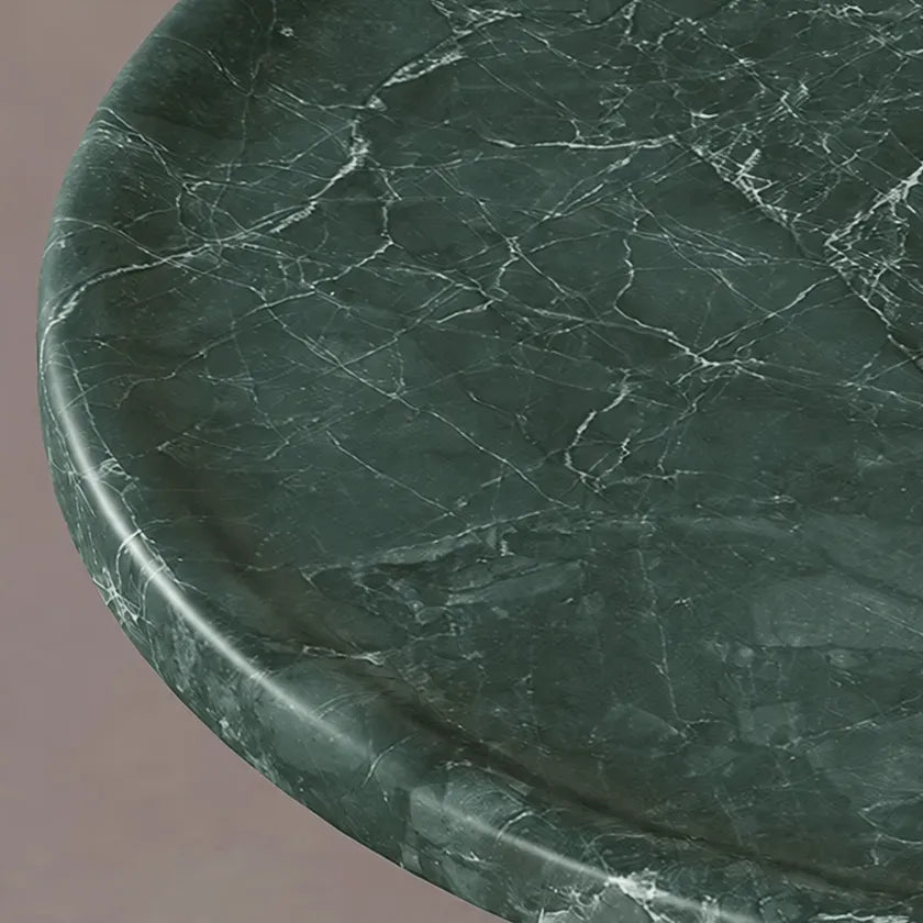 Sculptural Marble Side Table in Layered Gem Tones With Rounded Edge