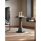 Sculptural Marble Side Table in Layered Gem Tones With Rounded Edge