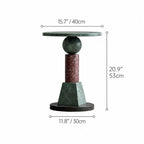 Sculptural Marble Side Table in Layered Gem Tones With Rounded Edge Dimensions