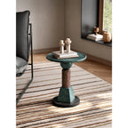 Sculptural Marble Side Table in Layered Gem Tones With Rounded Edge Main Product Image