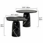 Sculptural Marble Side Table Series, Clover or Round Nested Accent Pair