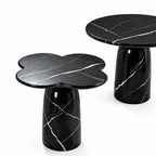 Sculptural Marble Side Table Series, Clover or Round Nested Accent Pair