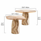 Sculptural Marble Side Table Series, Clover or Round Nested Accent Pair Dimensions