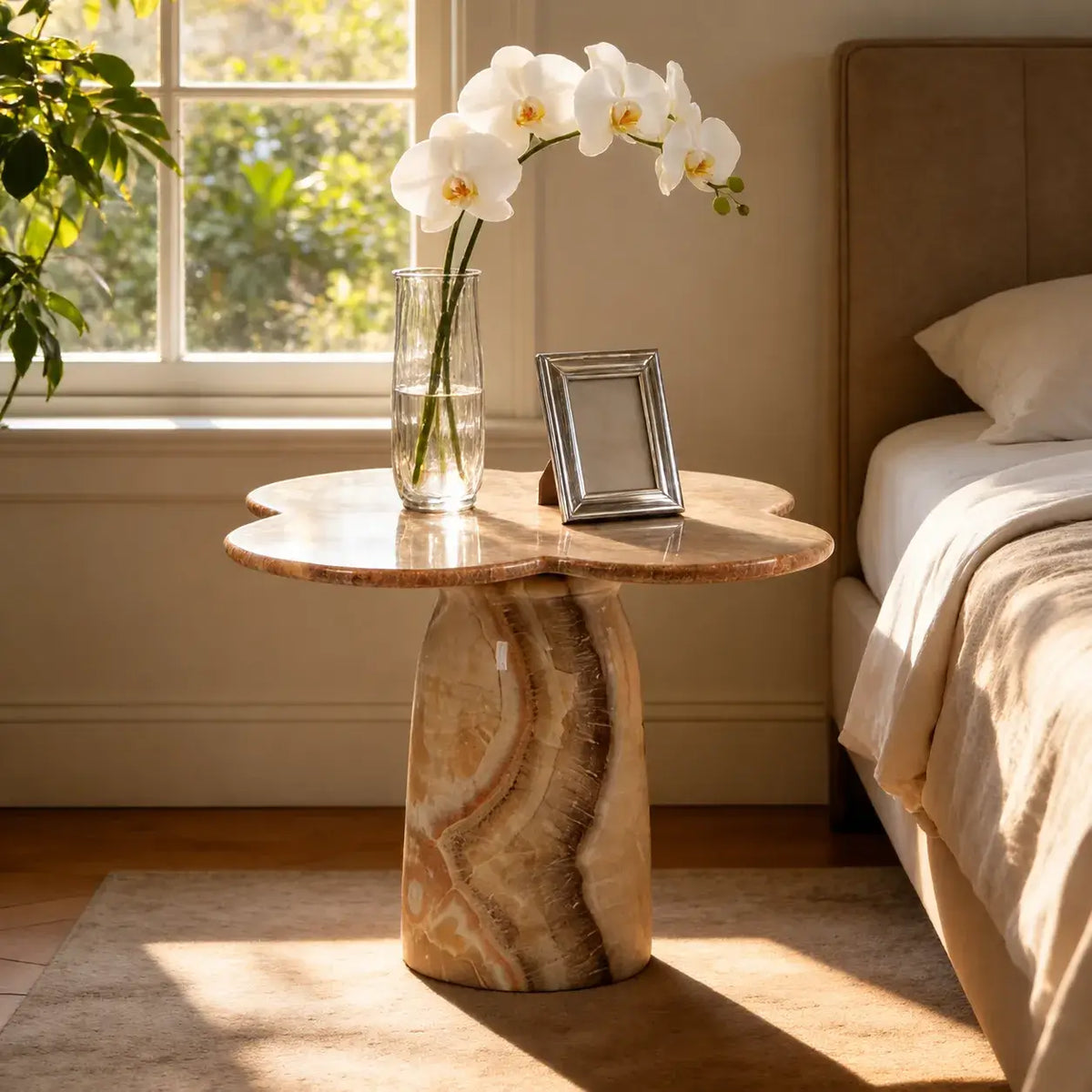 Sculptural Marble Side Table Series, Clover or Round Nested Accent Pair Main Product Image