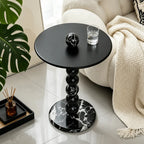 Sculptural Marble Side Table With Orb Column Base for Sofa Corners