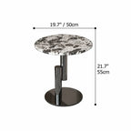 Sculptural Marble Side Table with Stainless Steel Base and Round Pedestal