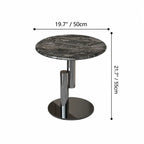 Sculptural Marble Side Table with Stainless Steel Base and Round Pedestal