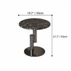 Sculptural Marble Side Table with Stainless Steel Base and Round Pedestal