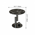 Sculptural Marble Side Table with Stainless Steel Base and Round Pedestal Dimensions