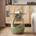 Sculptural Matcha Lacquer Multifunctional Pet-Friendly Side Table
